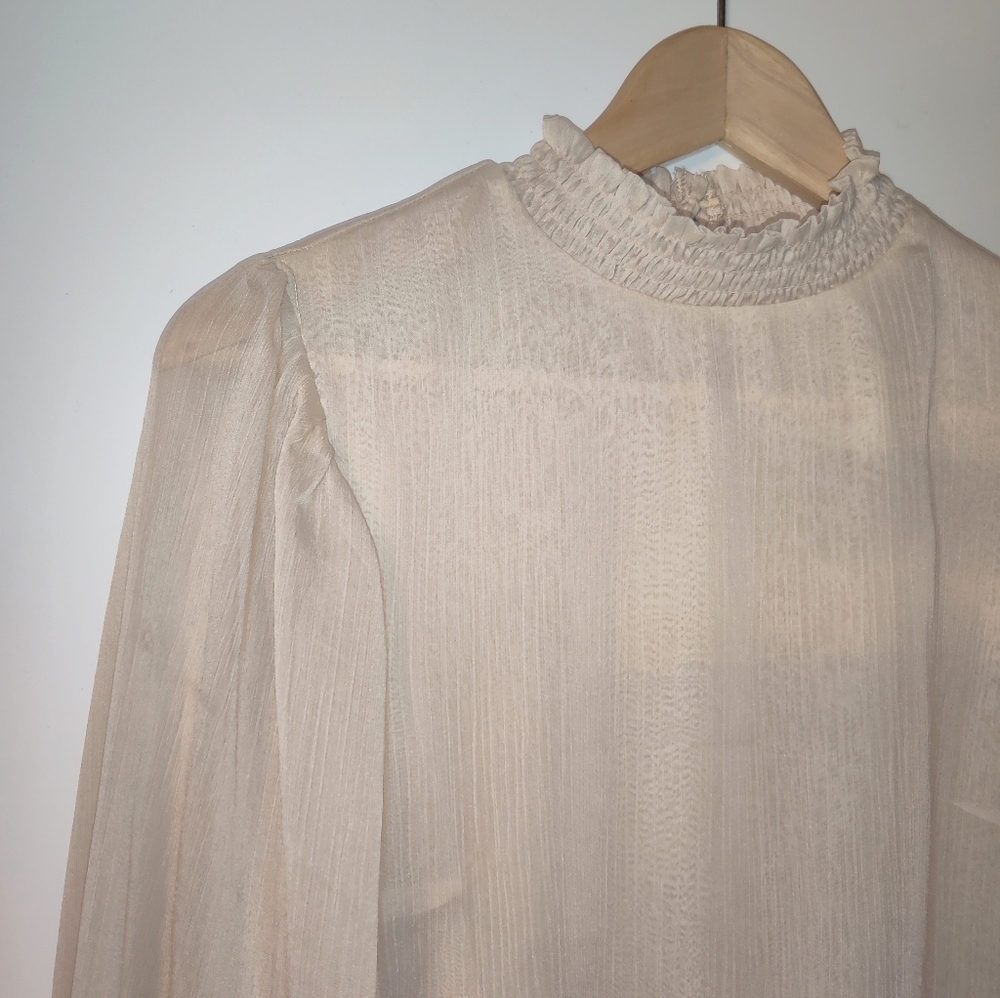A. Calin By Flying Tomato Boho Sheer Peplum Blouse - Picture 3 of 10